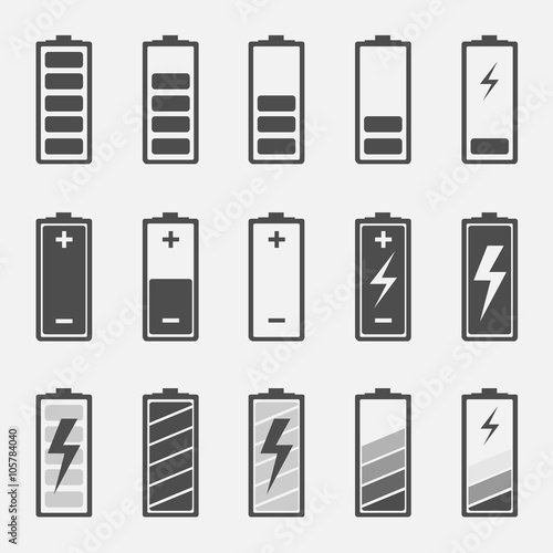 Battery charge icons - vector illustration.