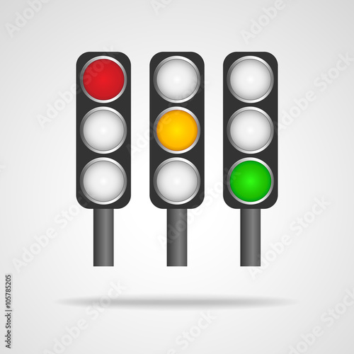 Set of traffic lights - vector illustration.