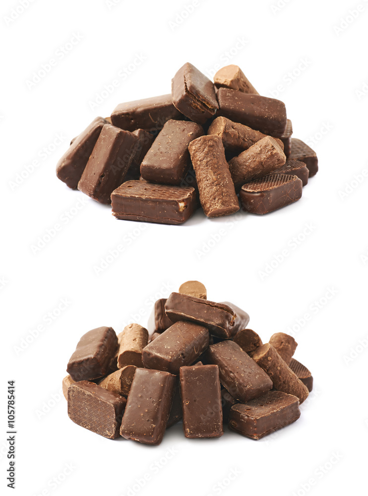 Pile of chocolate candies isolated Pile of chocolate candies isolated