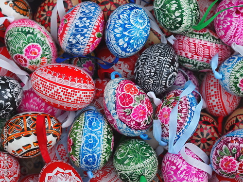 Easter egg with traditional czech decorations.