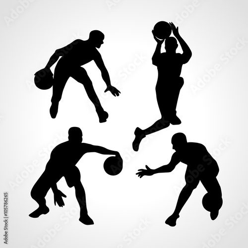 Basketball players collection vector