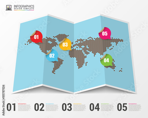 World map with infographic elements. Modern design. Vector