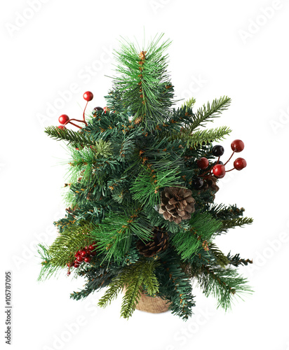 Small artificial Christmas tree isolated