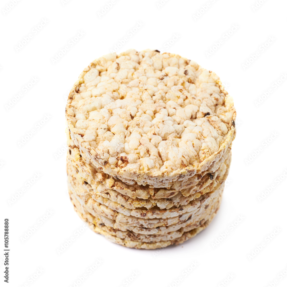 Pile of diet rice crackers isolated Pile of diet rice crackers isolated