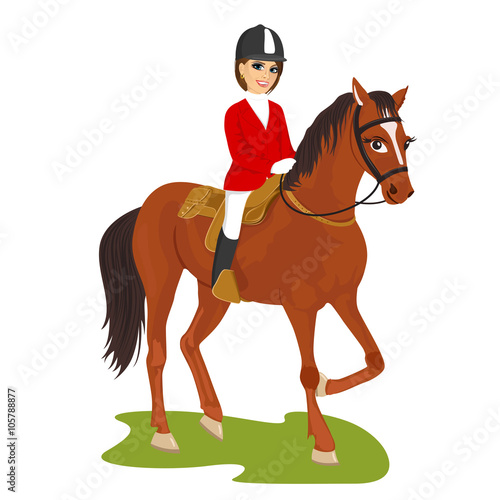 Attractive young woman ridding horse