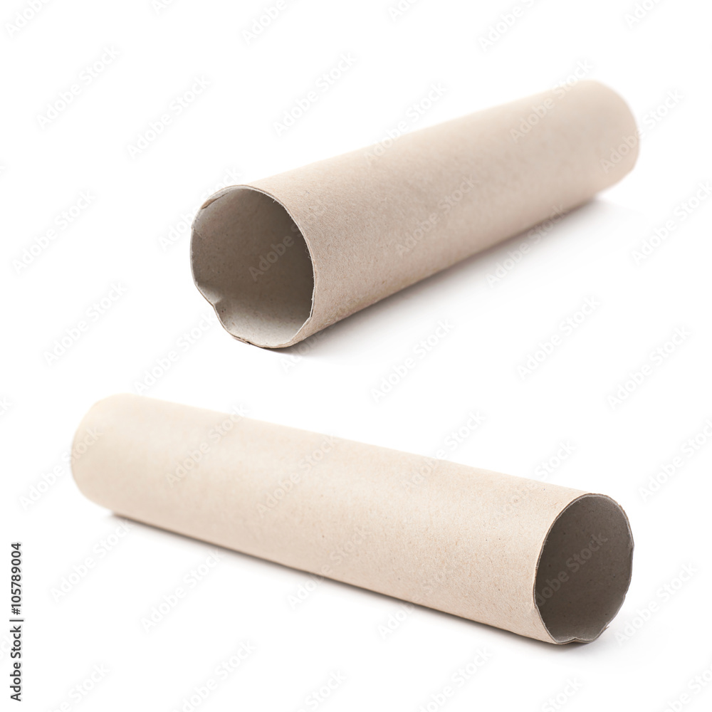 Fototapeta premium Empty tissue tube isolated