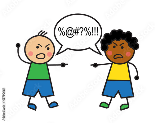 black man and caucasian man swear and conflict