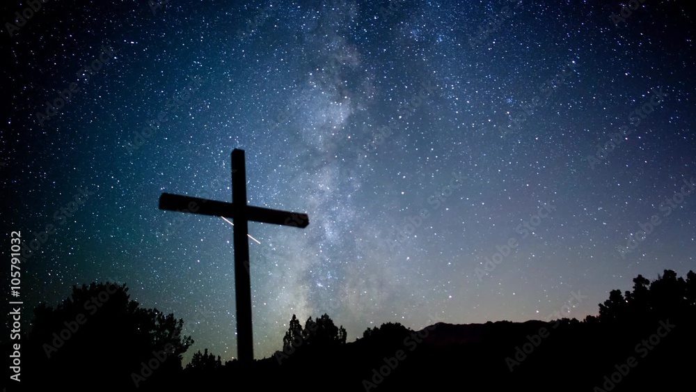 Milky Way stars moving behind a cross Milky Way stars moving behind a cross