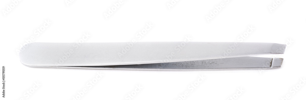 Steel cosmetic tweezers isolated Steel cosmetic tweezers isolated