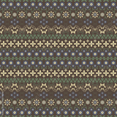 Seamless summer pattern with flowers and butterflies