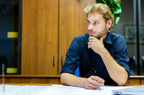 Slika na platnu Portrait of an engineer in his office
