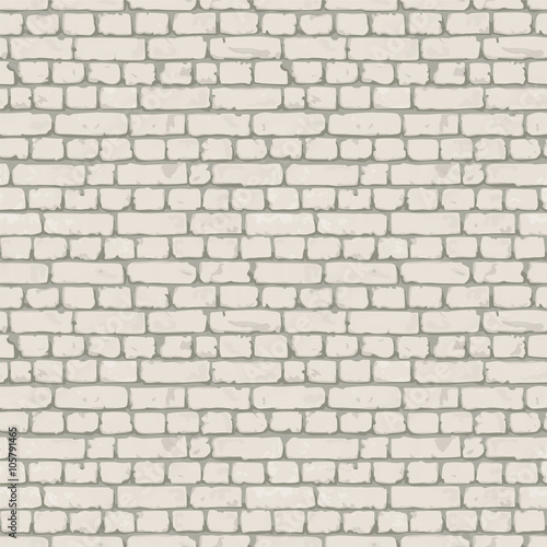 White- gray brick wall. Endless texture, web page background. Vector seamless pattern 