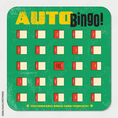 retro bingo card template with sliding windows. vintage game board design