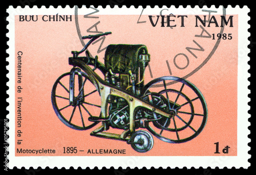 Postage stamp. Motorcycle.