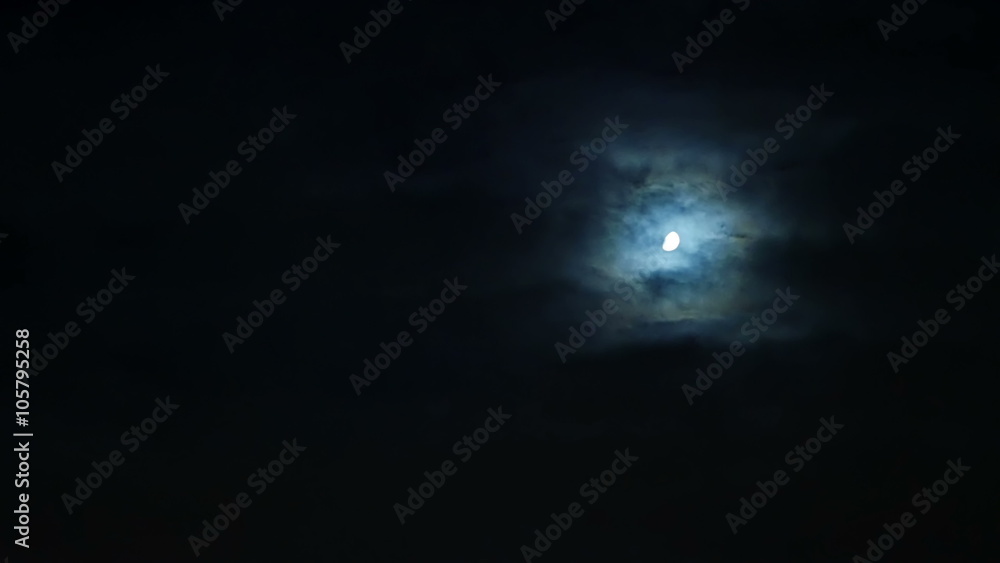 Storm clouds moving over the moon at night on overcast dark sky. Windy bad weather and horror scene. 4K UHD video footage. Storm clouds moving over the moon at night on overcast dark sky. Windy bad weather and horror scene. 4K UHD video footage.
