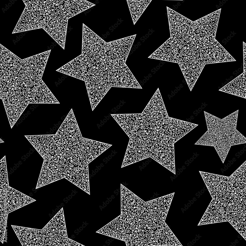Abstract decorative vector seamless pattern with figured stars Abstract decorative vector seamless pattern with figured stars