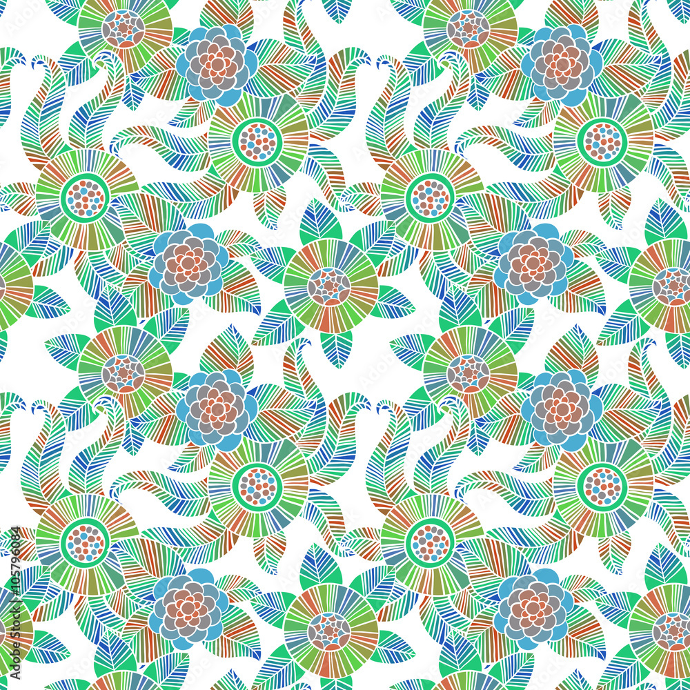Beautiful Flowers set, Vector seamless pattern. Beautiful Flowers set, Vector seamless pattern.