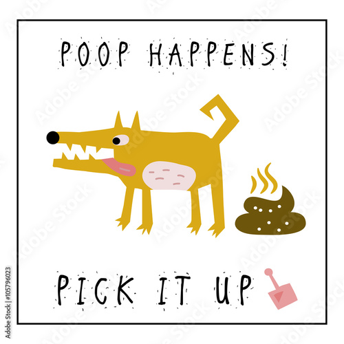 cartoon vector illustration of cute dog dumped poop