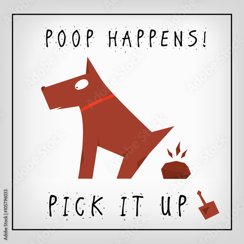 cartoon vector illustration of cute dog dumped poop