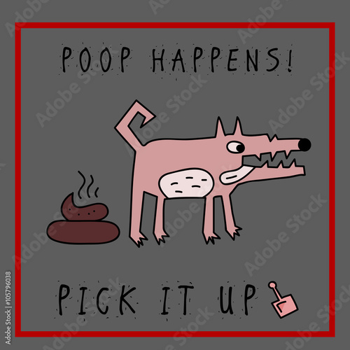 cartoon vector illustration of cute dog dumped poop