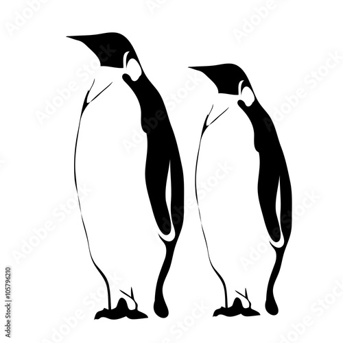 Outline penguins vector image. Can be use for logo