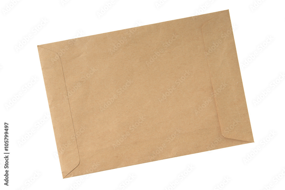 Paper post envelope isolated on the white