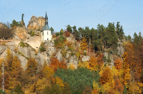 Castle Vranov over village Mala Skala in Bohemia Paradise (Cesky Raj), North Bohemia, Czech republic