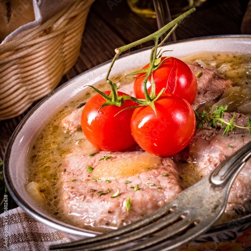 fried Fricandeau with onion photo