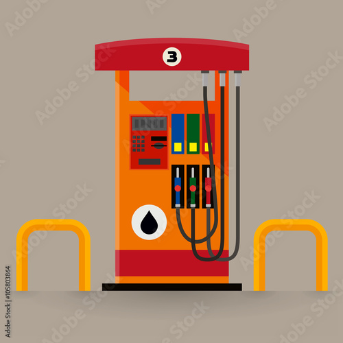 Flat vector web icon of modern gas pumps station with a safety bar