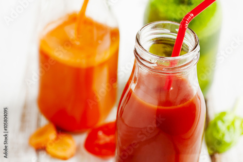 Fruits and vegetable juice in bottle