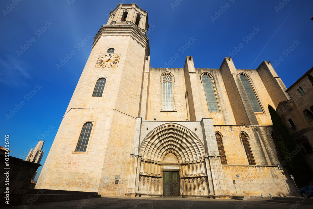 Wide angle shot of  Gothic Cathedral at Girona