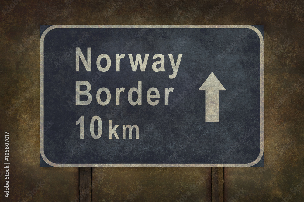 Norway border 10 km roadside sign illustration