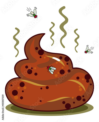 Stinky poop pile with flies 