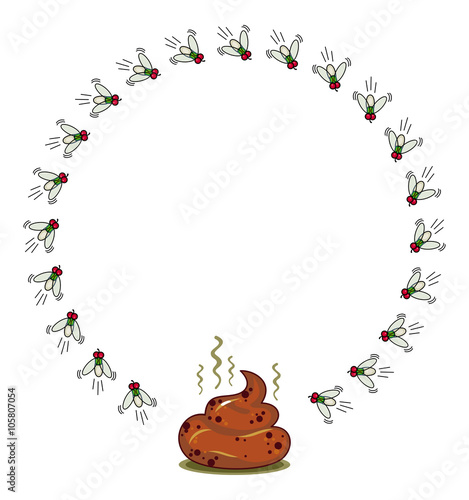 Vector frame with flies and poop pile