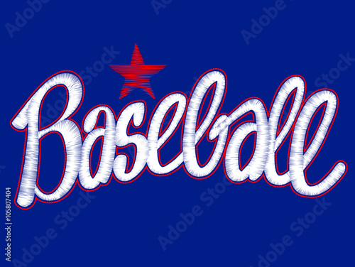 Baseball digitized machine embroidery script with star design
