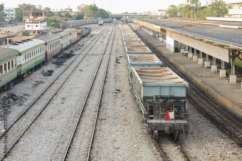 Landscape of old public train station 