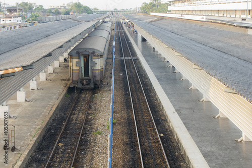 Landscape of old public train station
