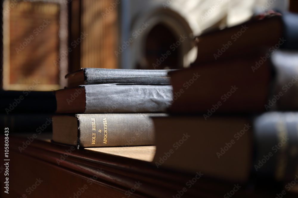 Fototapeta premium Bible book in the sunny church
