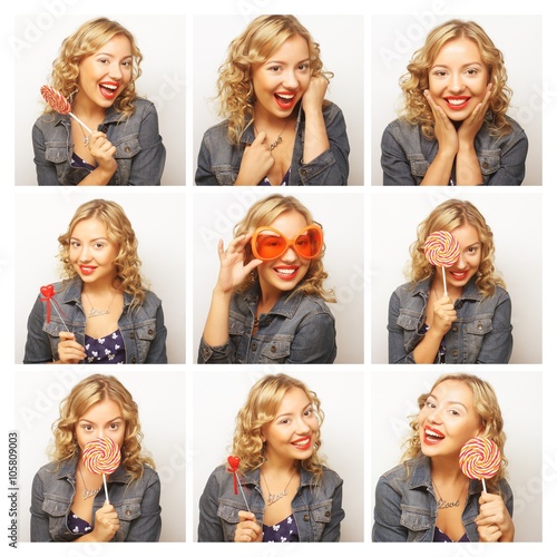 Collage of the same woman making diferent expressions.  © Raisa Kanareva