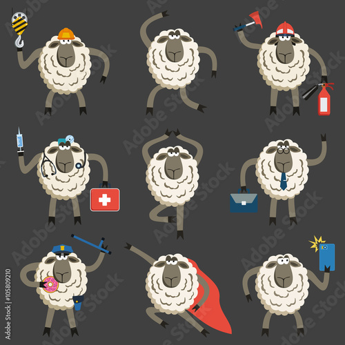 Stubborn Lambs Professional Character Vector Set.