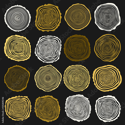Collection of vector tree rings background
