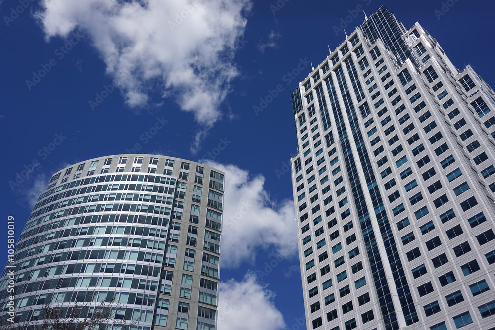 low angle view of skyscraper in Boston downtown