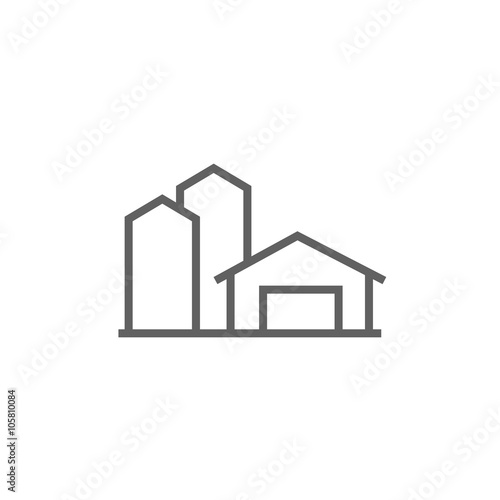 Farm buildings line icon.