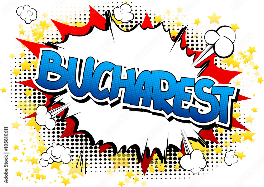 Obraz premium Bucharest - Comic book style word.