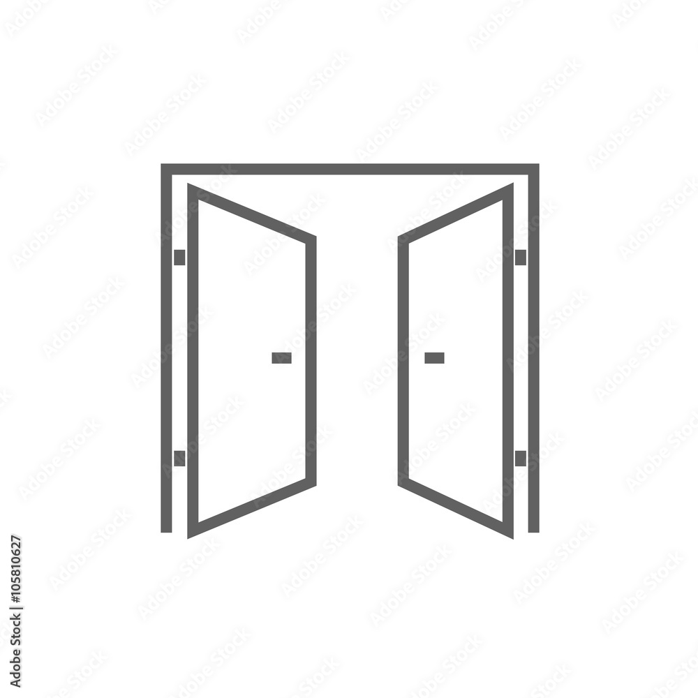 Open doors line icon. Open doors line icon.