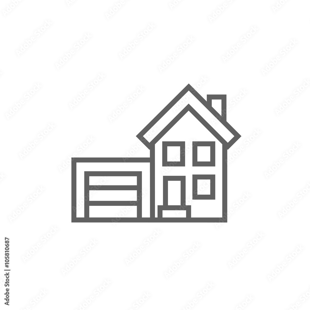 House with garage line icon. House with garage line icon.