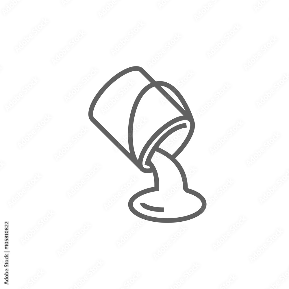 Paint pouring from bucket line icon. Paint pouring from bucket line icon.