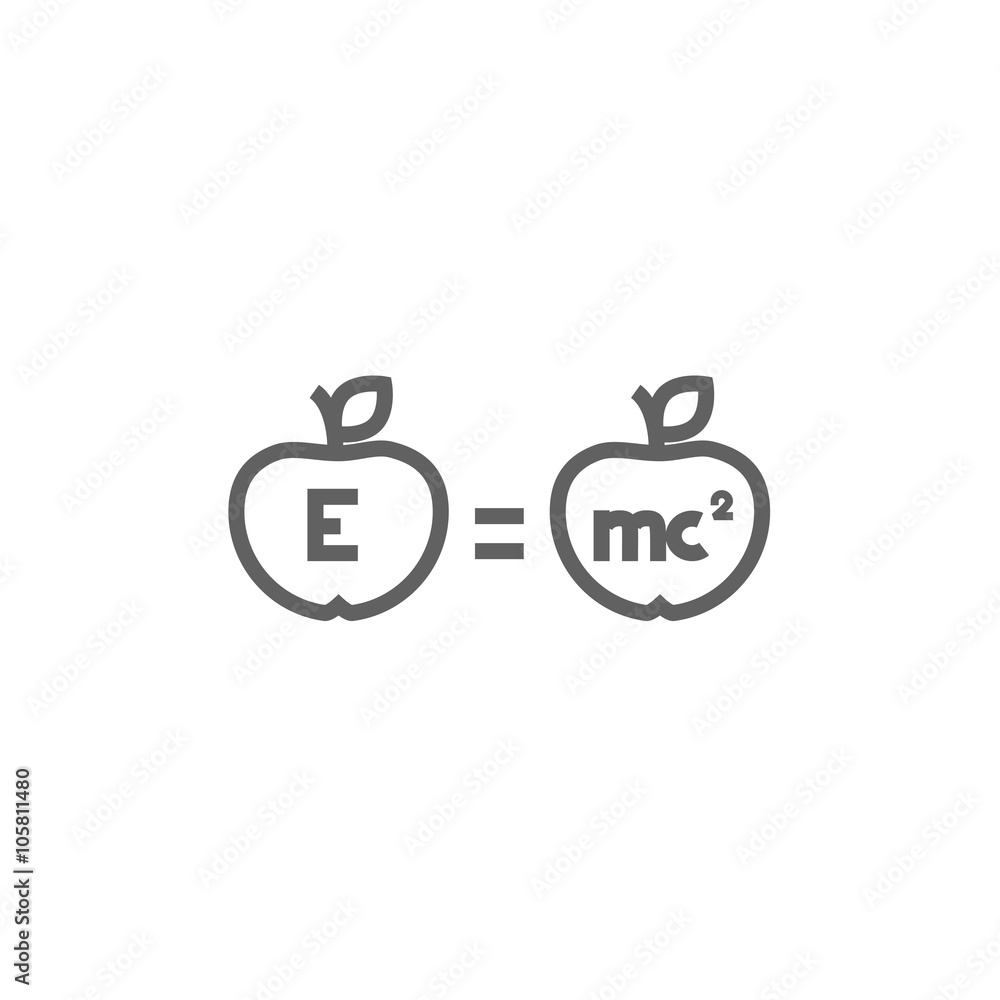 Two apples with formulae line icon. Two apples with formulae line icon.