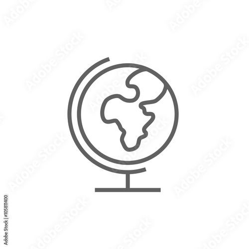World globe on stand line icon.