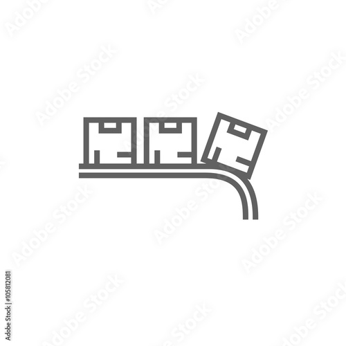 Conveyor belt for parcels line icon.
